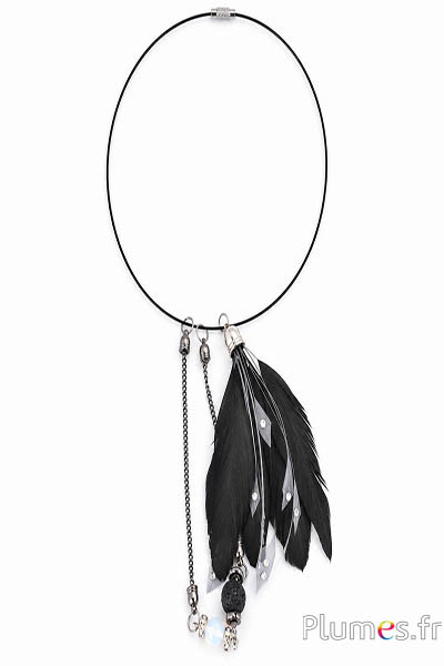 Halskette mit Anhänger - Ø 14 cm - schwarz